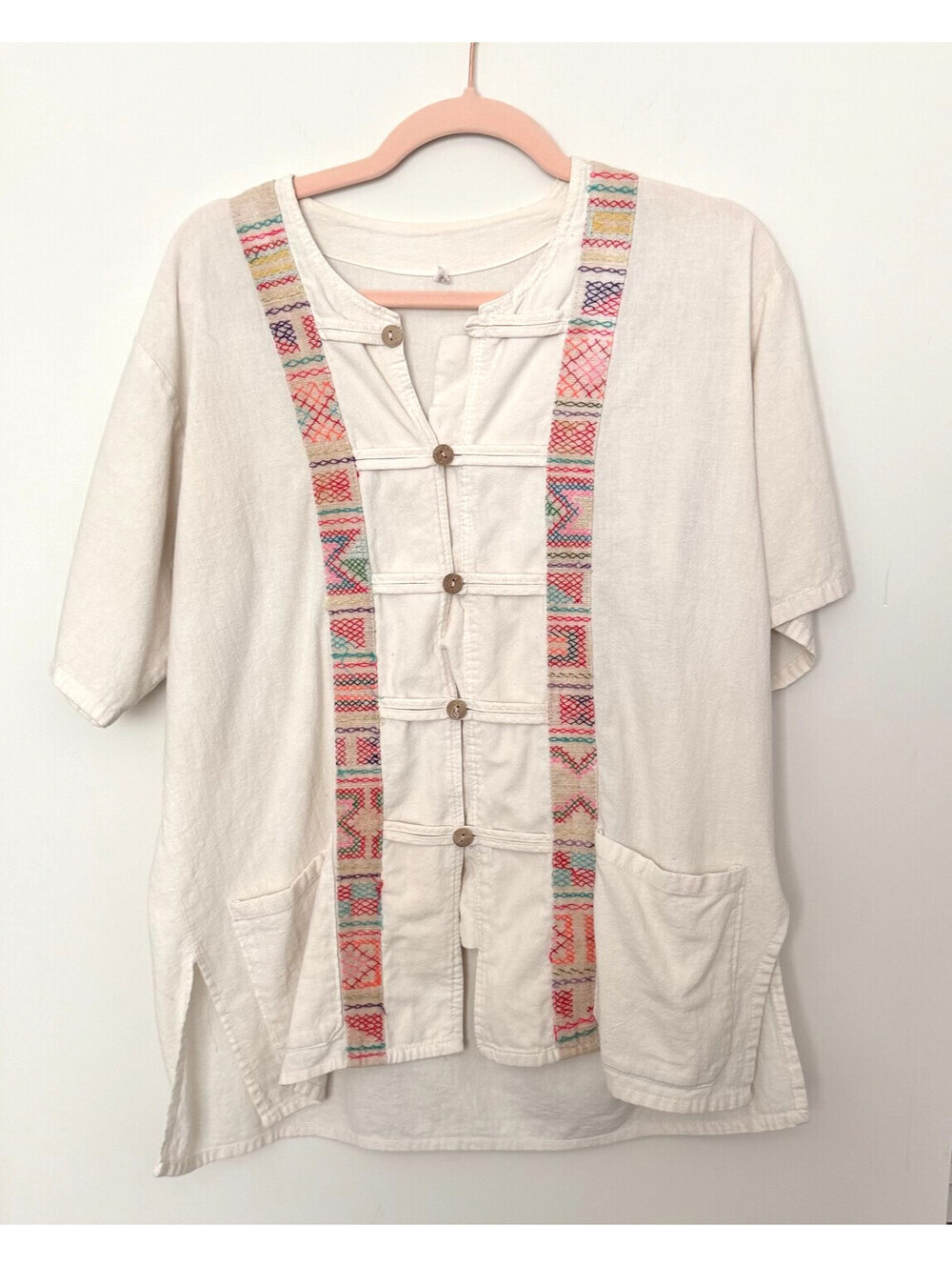 Vintage Button Down Embroidered Thai Pattern Shirt